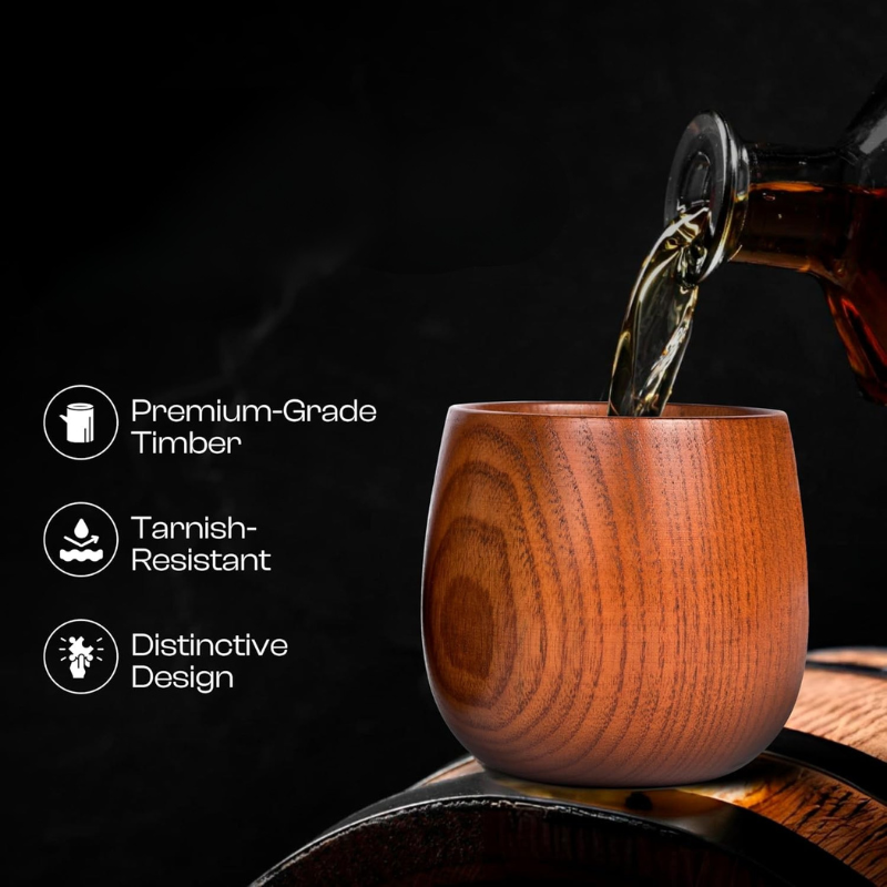 Pack OF 2 Wooden Bourbon Glasses Set For Whiskey Lovers-Wine and Whiskey Decanter