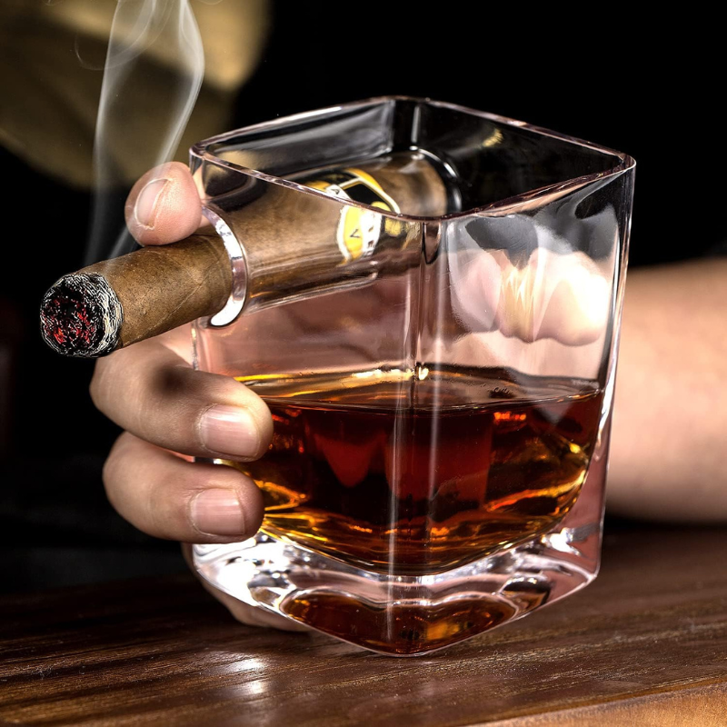 Pack OF 2 Cigar Holder Whiskey Glasses For Bourbon And Cocktails