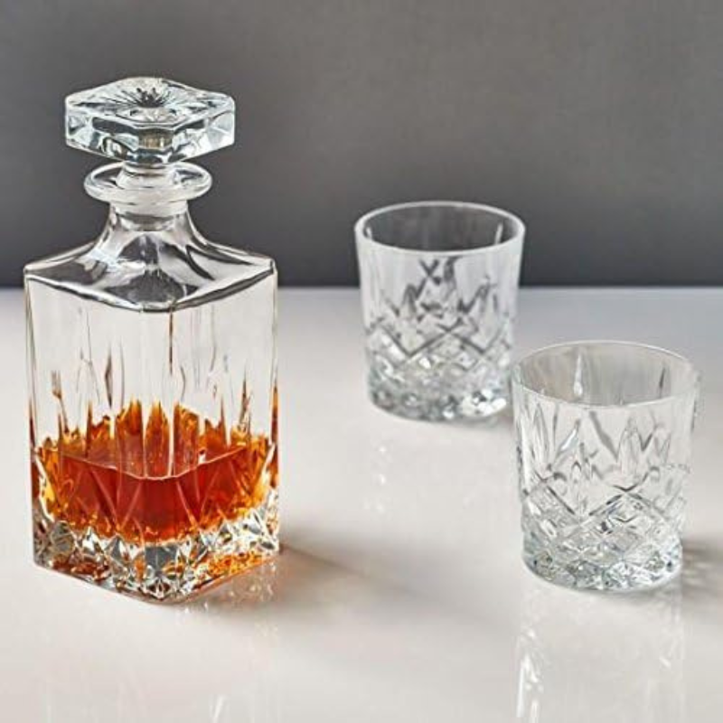 Pack OF 2 Minimalist Glasses And Decanter Set For Elegant Serving-Wine and Whiskey Decanter