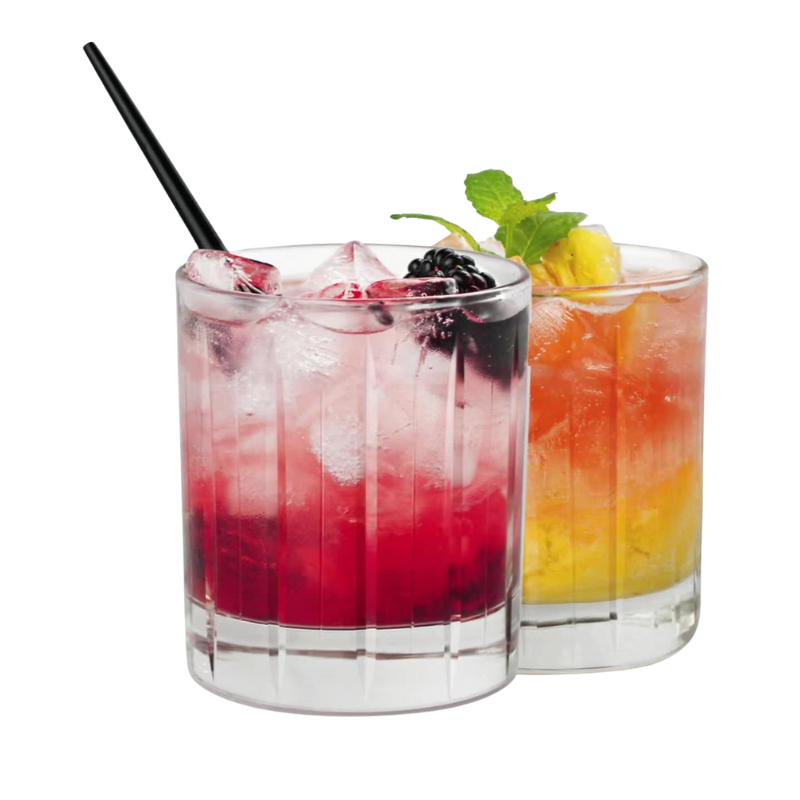 Pack Of 2 Lined Design Whiskey Glasses Elegant Barware Set