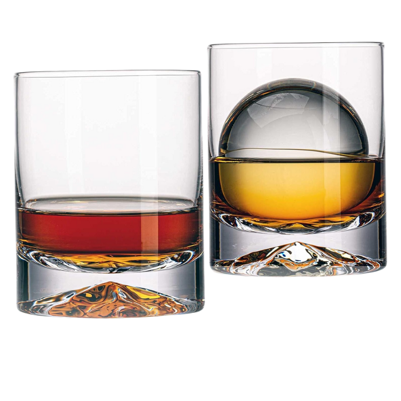 Pack OF 2 Lowball Whiskey Glasses For Bourbon and Scotch-Wine and Whiskey Decanter