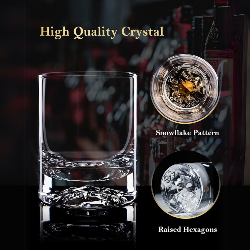 Pack OF 2 Lowball Whiskey Glasses For Bourbon and Scotch-Wine and Whiskey Decanter