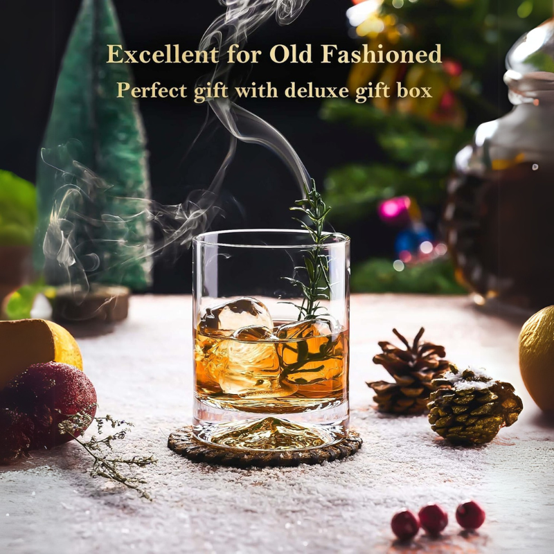 Pack OF 2 Lowball Whiskey Glasses For Bourbon and Scotch-Wine and Whiskey Decanter