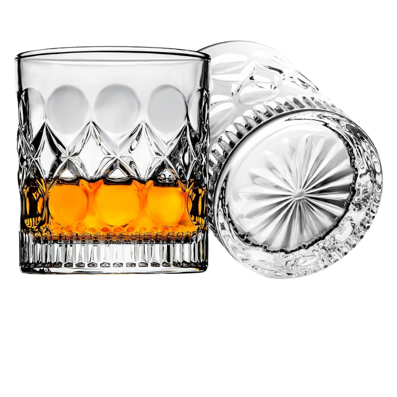 Pack OF 2 Spiral Design Whiskey Glasses For Parties And Bars-Wine and Whiskey Decanter