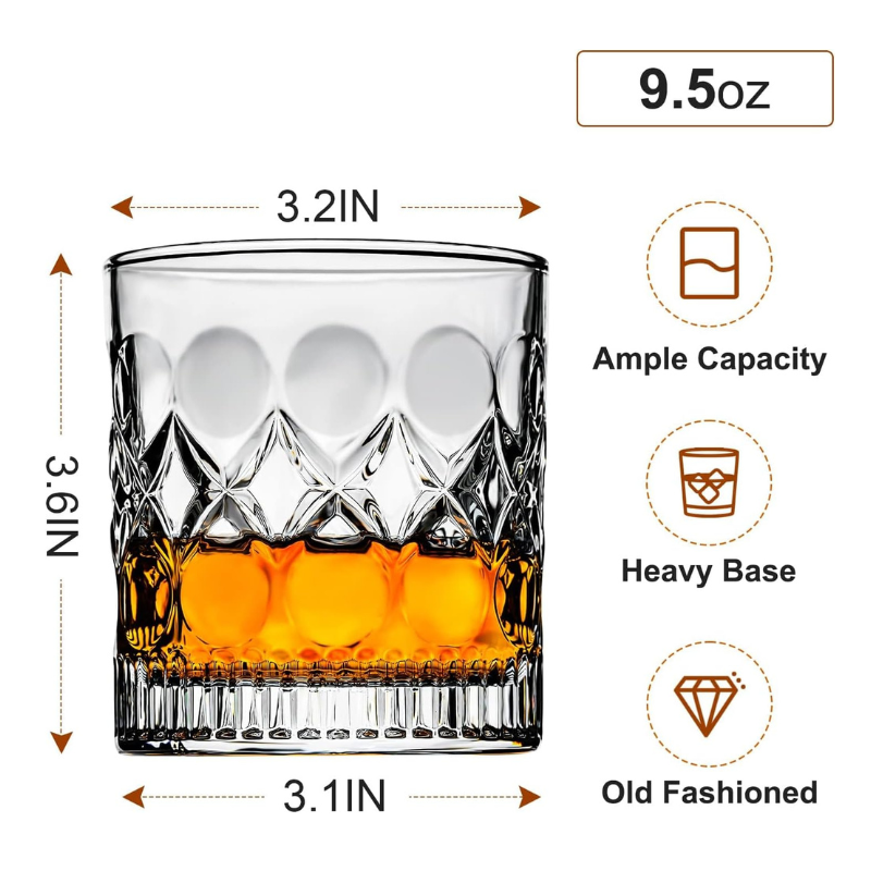 Pack OF 2 Spiral Design Whiskey Glasses For Parties And Bars-Wine and Whiskey Decanter