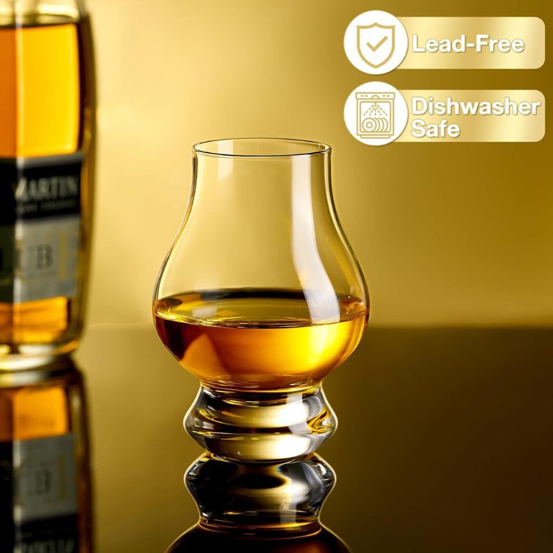 Pack of 4 Flask Design Whiskey Glasses Elegant Barware Set-Wine and Whiskey Decanter