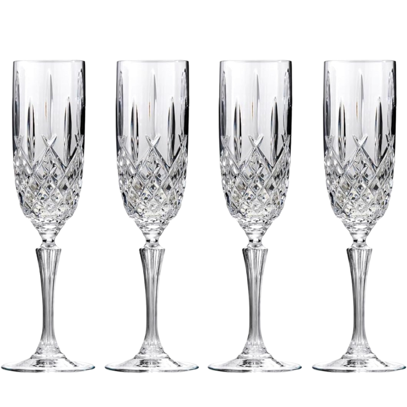 Pack OF 4 Flute Design Whiskey Glasses for Bourbon and Scotch-Wine and Whiskey Decanter