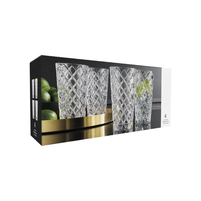 Pack OF 4 Round Diamond Whiskey Glasses For Elegant Drinking
