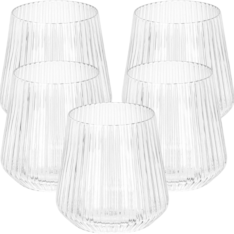 Pack OF 5 Striped Whiskey Glasses Elegant Barware Set