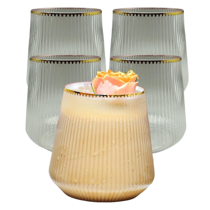Pack OF 5 Striped Whiskey Glasses Elegant Barware Set