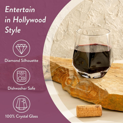 Pack OF 6 Hexagonal Whiskey Glasses For Bourbon And Cocktails-Wine and Whiskey Decanter