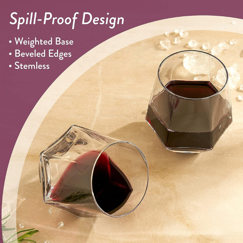 Pack OF 6 Hexagonal Whiskey Glasses For Bourbon And Cocktails-Wine and Whiskey Decanter