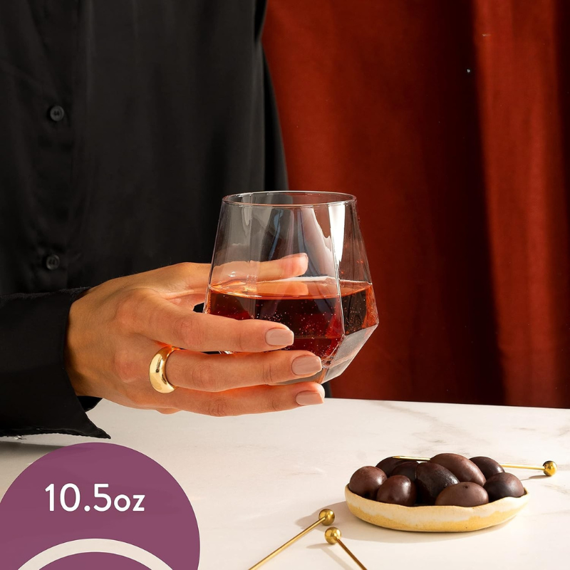 Pack OF 6 Hexagonal Whiskey Glasses For Bourbon And Cocktails-Wine and Whiskey Decanter