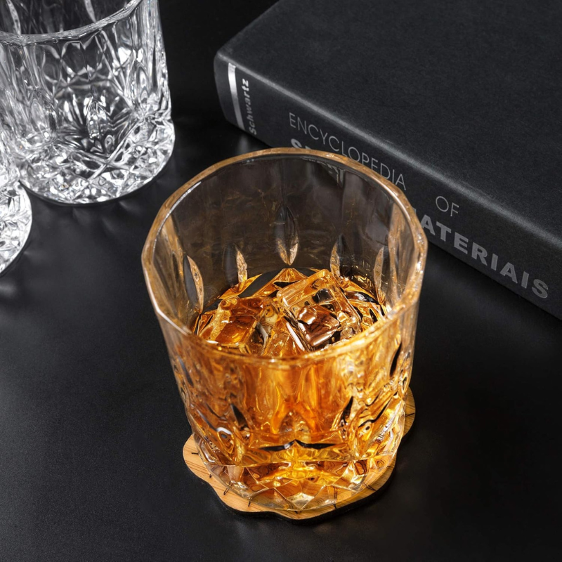 Pack of 4 Old Fashioned Whiskey Glasses For Classic Cocktails-Wine and Whiskey Decanter