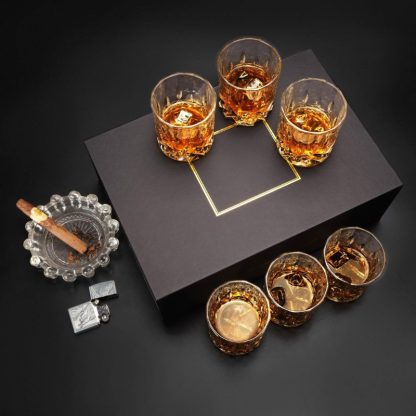 Pack OF 6 Old Fashioned Whiskey Glasses For Classic Cocktails-Wine and Whiskey Decanter