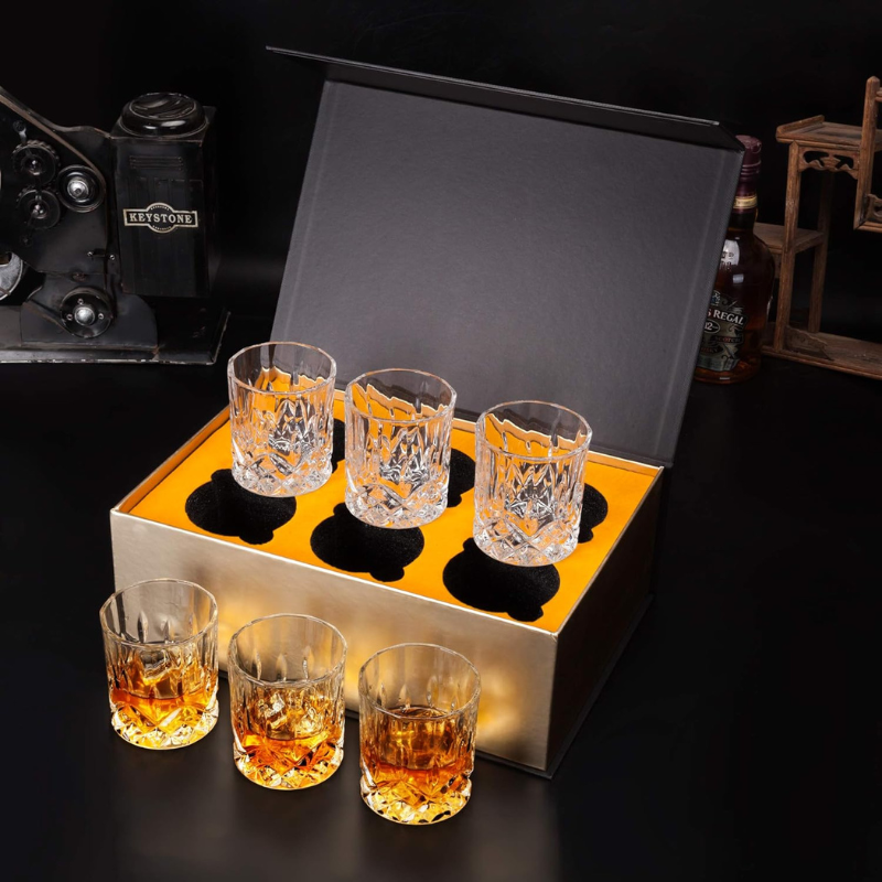 Pack OF 6 Old Fashioned Whiskey Glasses For Classic Cocktails-Wine and Whiskey Decanter
