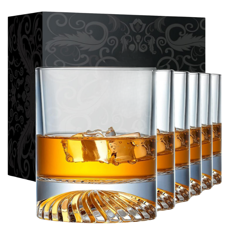 Pack OF 6 Round Pattern Whiskey Glasses For A Classic Experience-Wine and Whiskey Decanter
