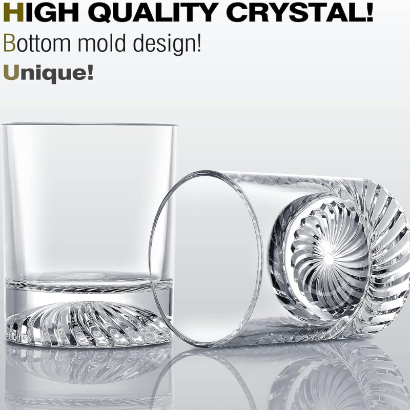 Pack OF 4 Round Pattern Whiskey Glasses for Elegant Drinking