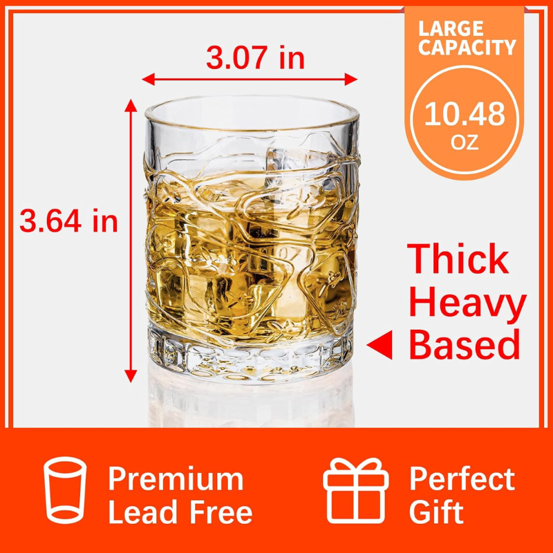 Pack OF 6 Starfish Design Whiskey Glasses For Coastal Style-Wine and Whiskey Decanter