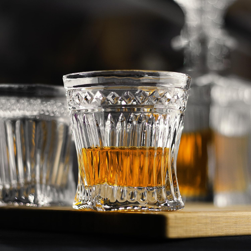Pack OF 6 Striped Whiskey Glasses Elegant Barware Set