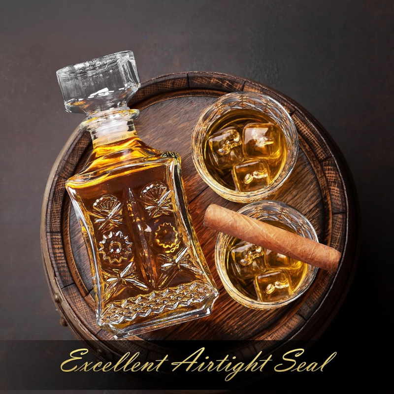 Two Glasses Decanter Set For Whiskey Enthusiast Gift-Wine and Whiskey Decanter