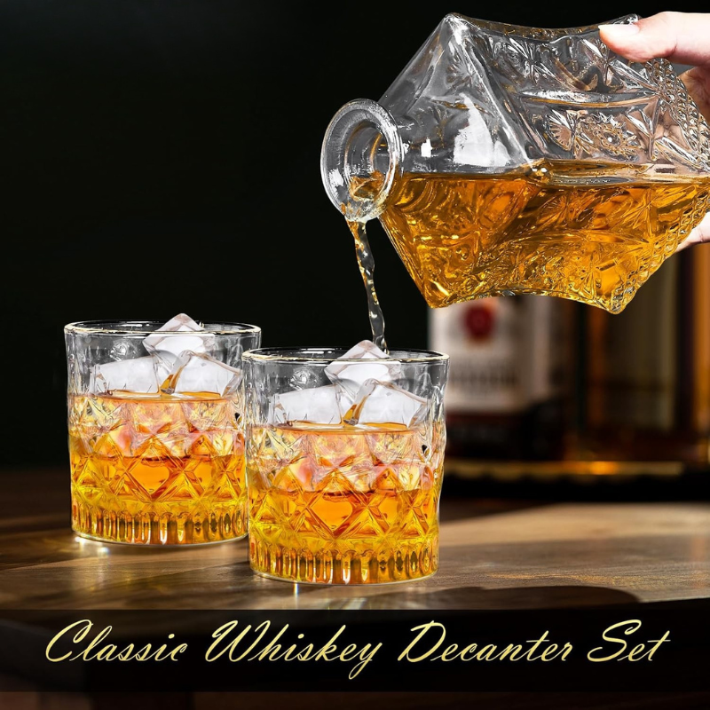 Two Glasses Decanter Set For Whiskey Enthusiast Gift-Wine and Whiskey Decanter