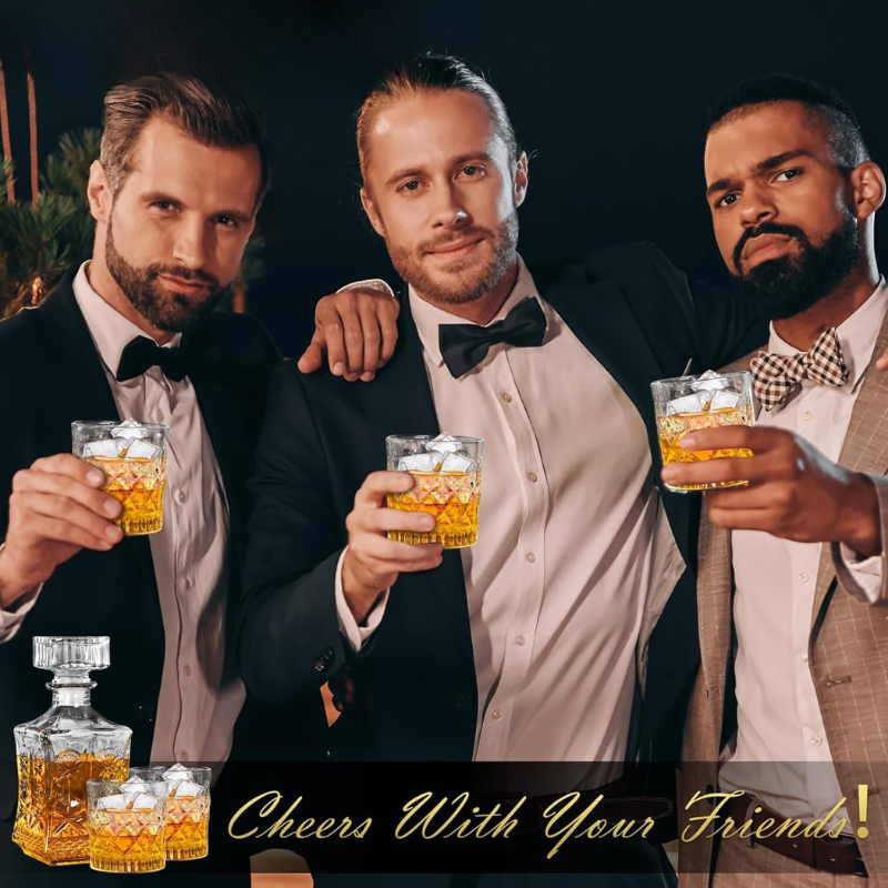 Two Glasses Decanter Set For Whiskey Enthusiast Gift-Wine and Whiskey Decanter