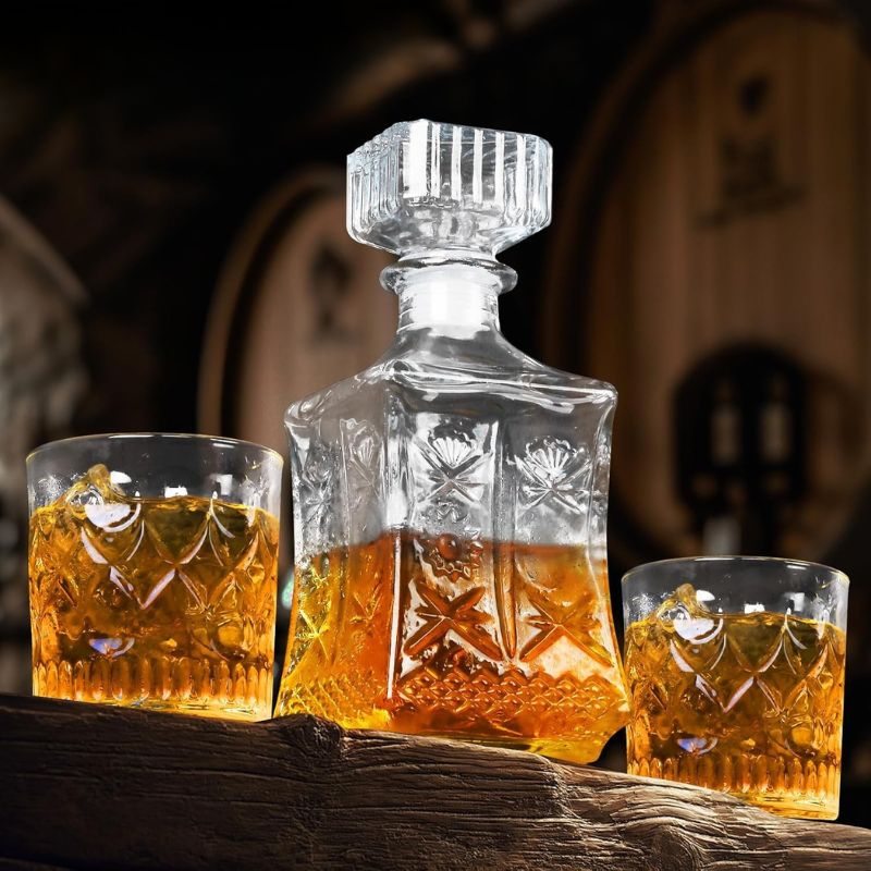 Two Glasses Decanter Set For Whiskey Enthusiast Gift