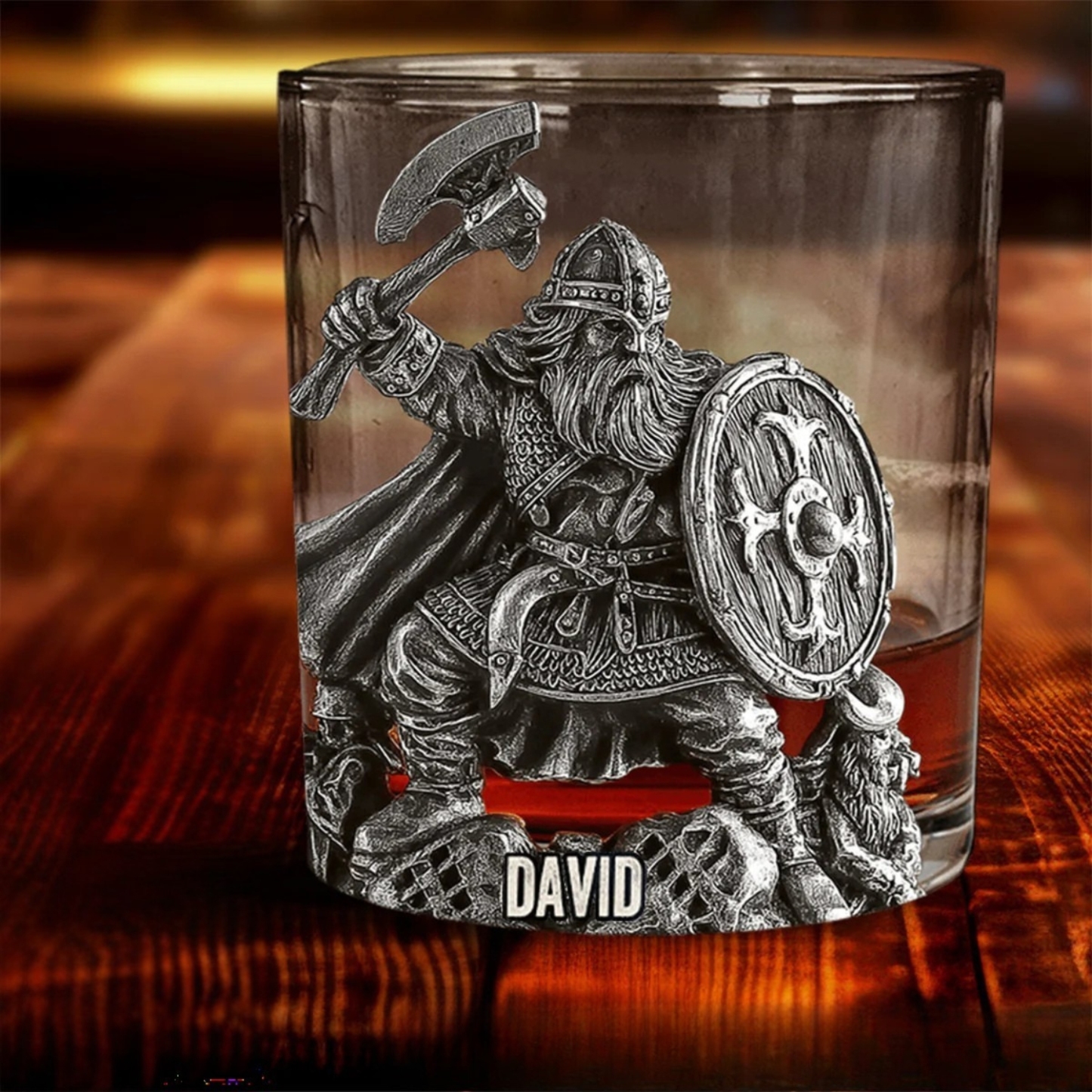 Personalized Viking Ship Engraved Whiskey Glass
