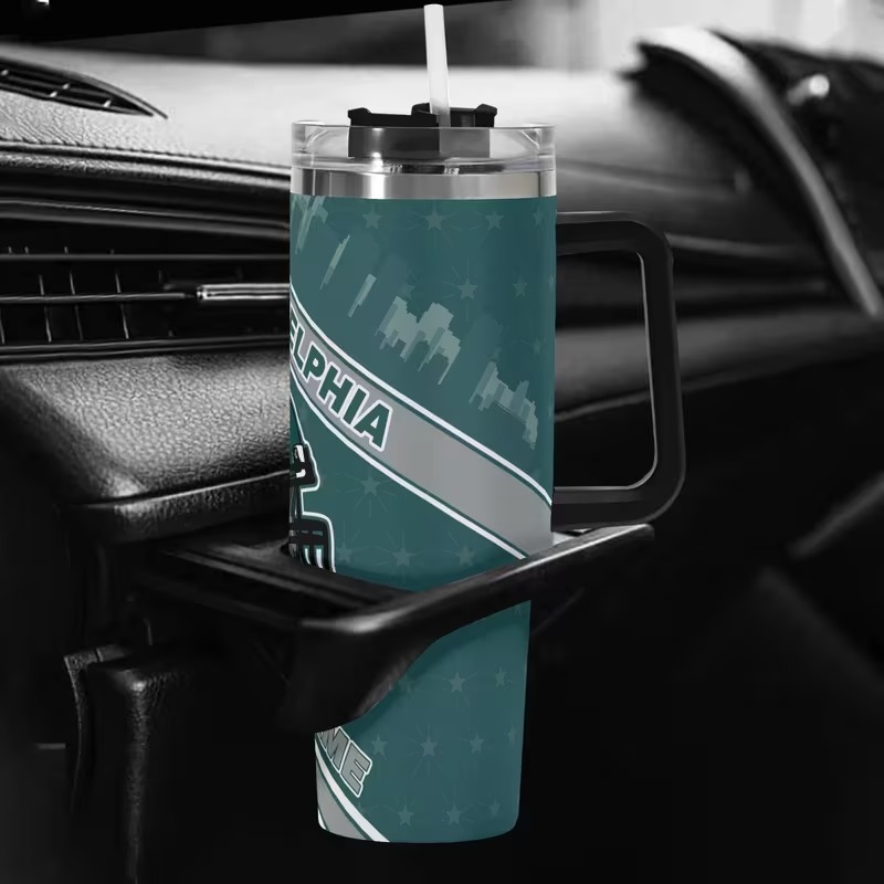 Philadelphia Eagles Football Themed Stainless Steel Travel Tumbler
