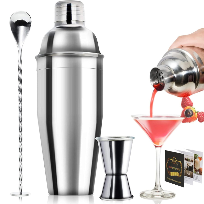 Professional Stainless Steel Cocktail Shaker Complete Bar Kit-Wine and Whiskey Decanter