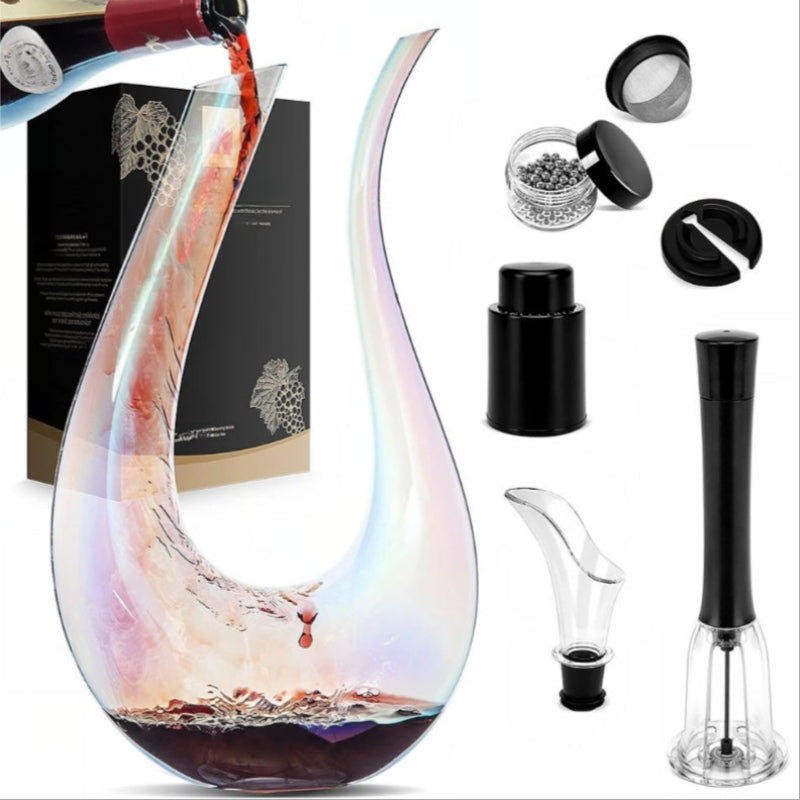 Rainbow Swan Design Wine Decanter Complete Accessories Set