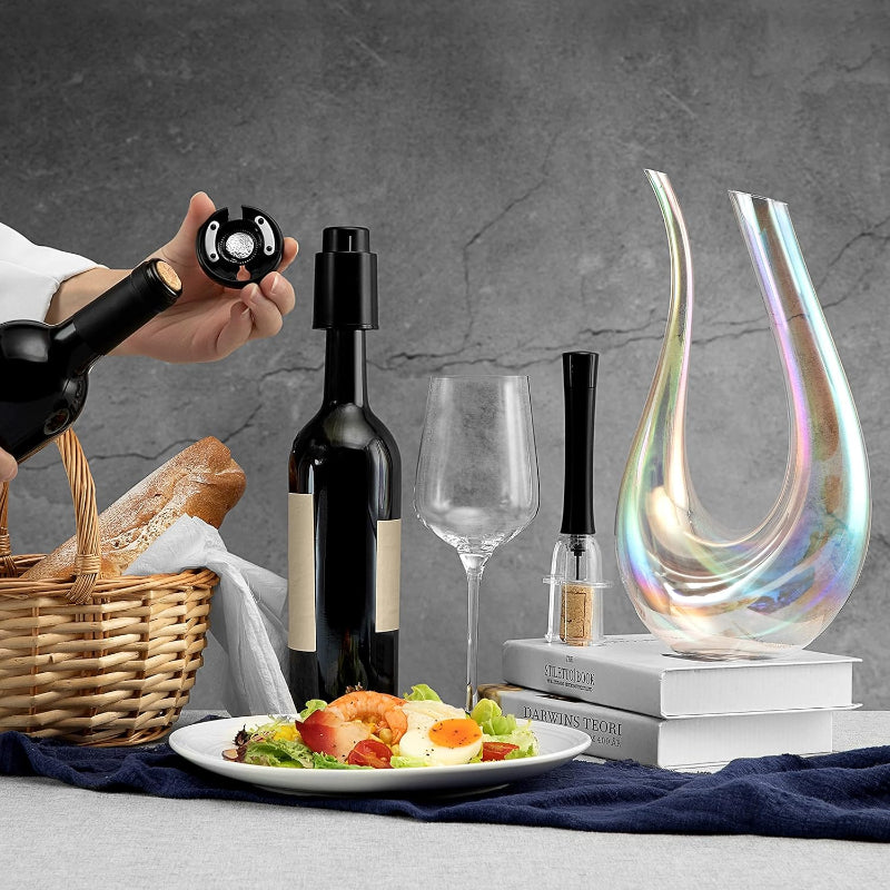 Rainbow Swan Design Wine Decanter Complete Accessories Set