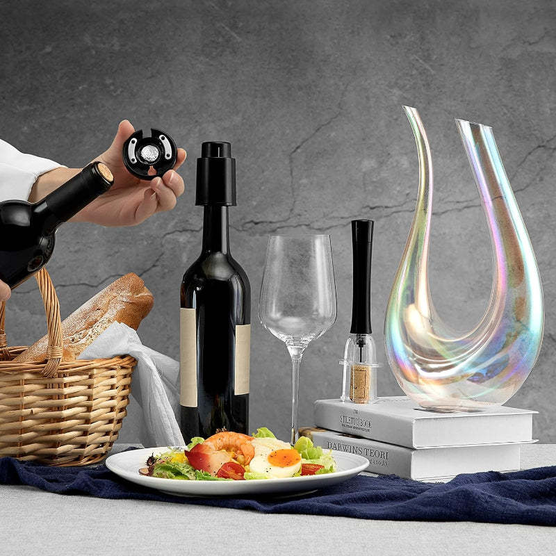 Rainbow Swan Design Wine Decanter Complete Accessories Set-Wine and Whiskey Decanter