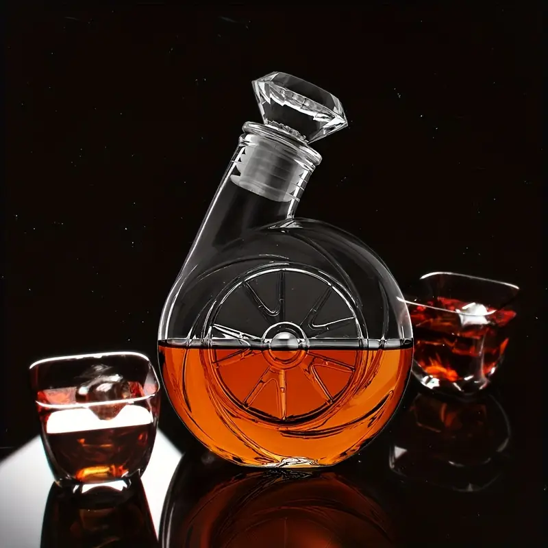 Retro Car Wheel Glass Decanter