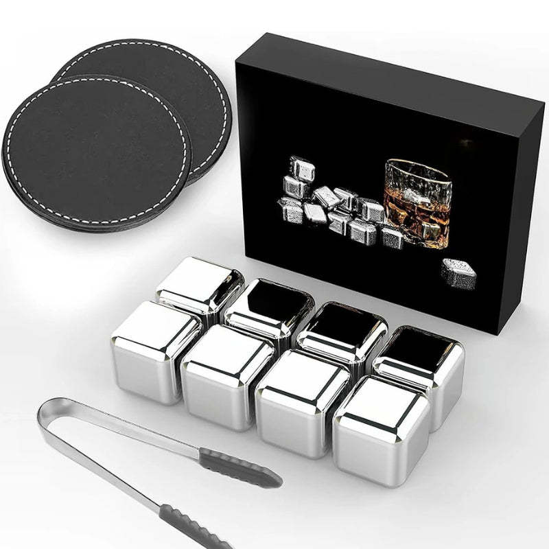 Reusable Stainless Steel Whiskey Stones For Chilled Drinks-Wine and Whiskey Decanter