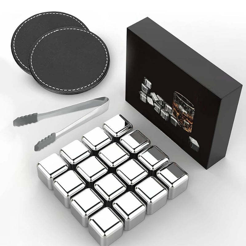 Reusable Stainless Steel Whiskey Stones For Chilled Drinks-Wine and Whiskey Decanter