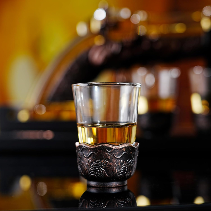 Revolver Whiskey Decanter Set Vintage Barware Gift-Wine and Whiskey Decanter