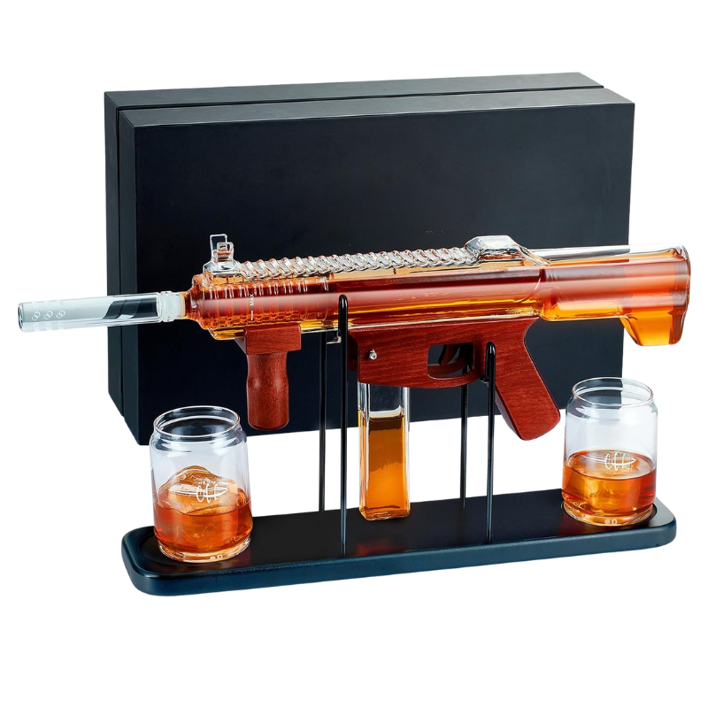 Rifle Decanter Set With Glasses Stylish Bar Accessory