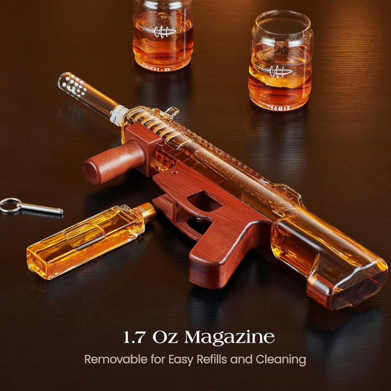 Rifle Decanter Set With Glasses Stylish Bar Accessory-Wine and Whiskey Decanter