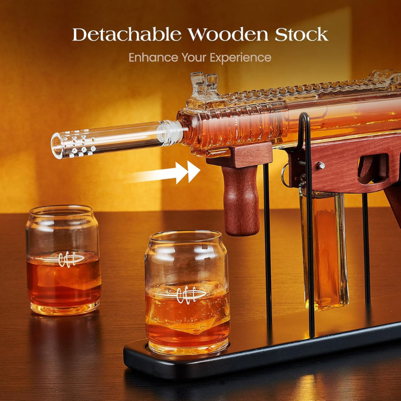 Rifle Decanter Set With Glasses Stylish Bar Accessory-Wine and Whiskey Decanter