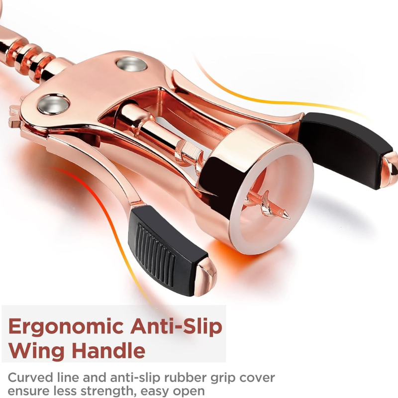 Rose Gold Wing Corkscrew And Effortless Wine Opening-Wine and Whiskey Decanter