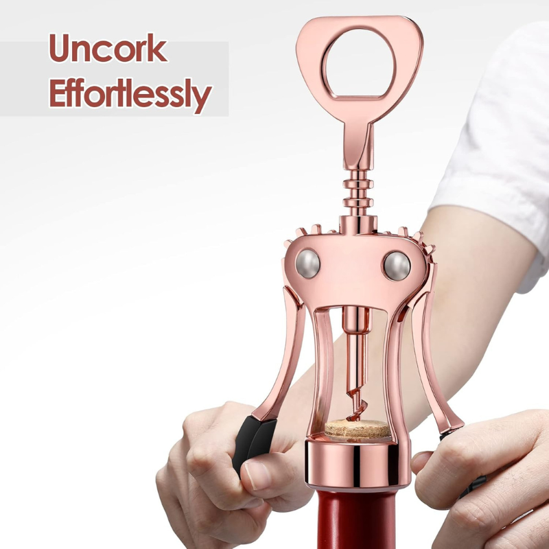 Rose Gold Wing Corkscrew And Effortless Wine Opening-Wine and Whiskey Decanter