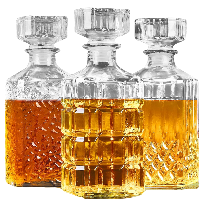 Glass Decanter Set Collection Elegant Premium Barware-Wine and Whiskey Decanter