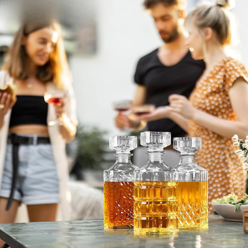 Glass Decanter Set Collection Elegant Premium Barware-Wine and Whiskey Decanter