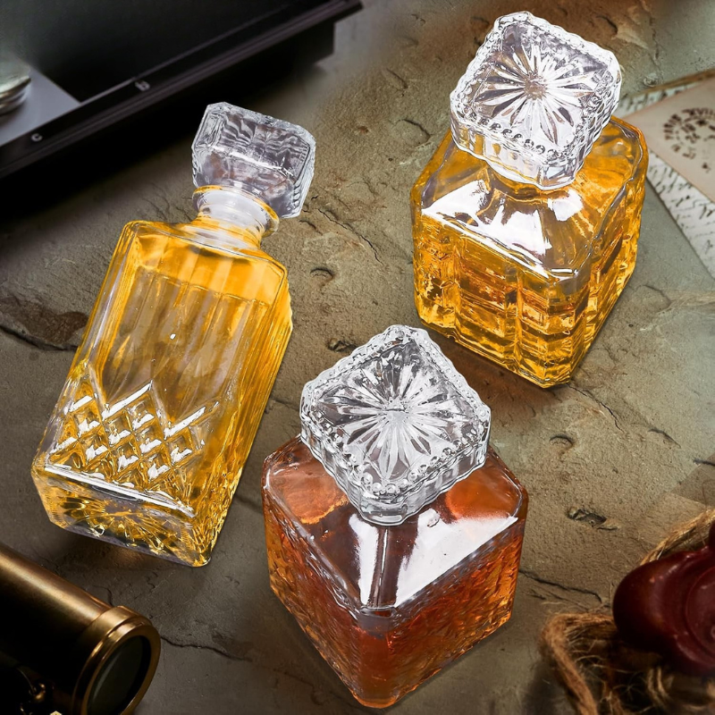 Glass Decanter Set Collection Elegant Premium Barware-Wine and Whiskey Decanter