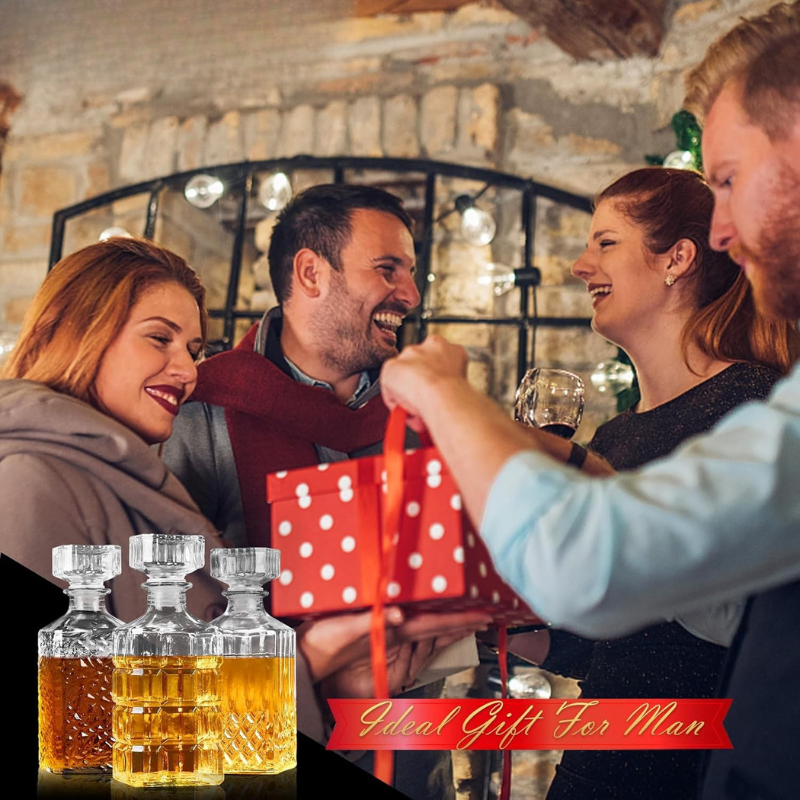 Glass Decanter Set Collection Elegant Premium Barware-Wine and Whiskey Decanter