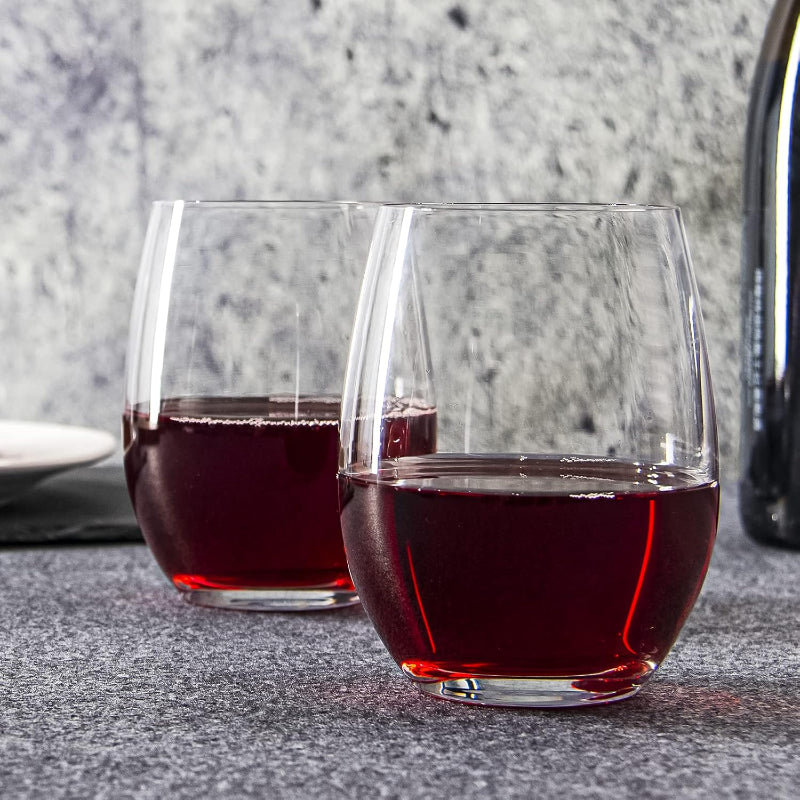 15 oz Stemless Wine Glass Set Smooth Rim And Versatile Design-Wine and Whiskey Decanter