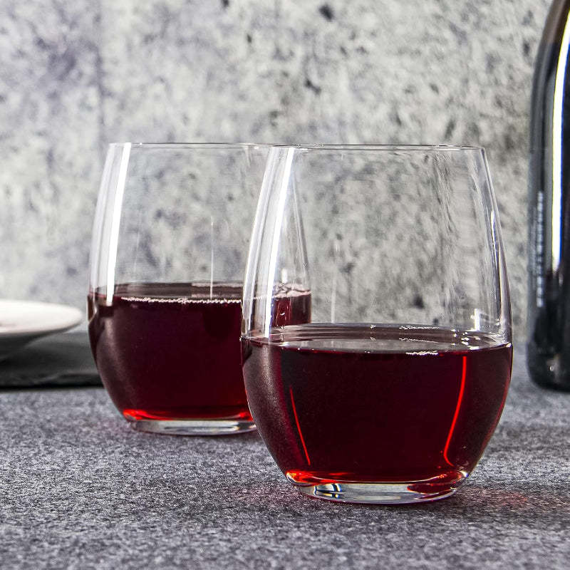 15 oz Stemless Wine Glass Set Smooth Rim And Versatile Design-Wine and Whiskey Decanter