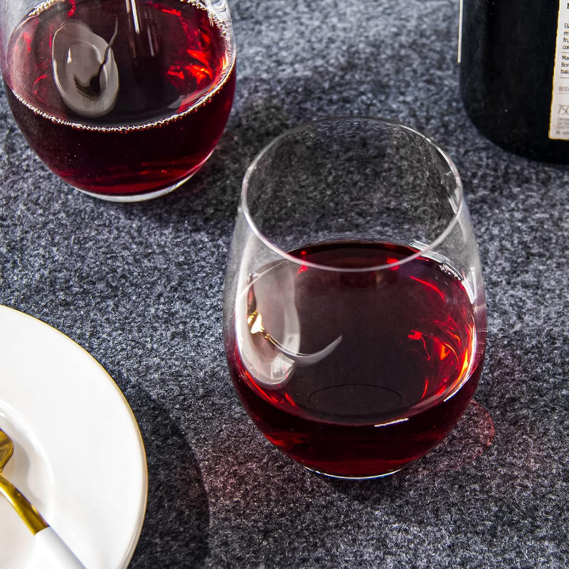 15 oz Stemless Wine Glass Set Smooth Rim And Versatile Design-Wine and Whiskey Decanter